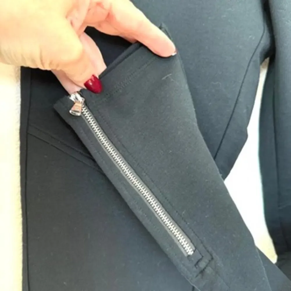 Lauren Ralph Lauren Moto Leggings Black Zip Ankle‎ Cotton Stretch Women S